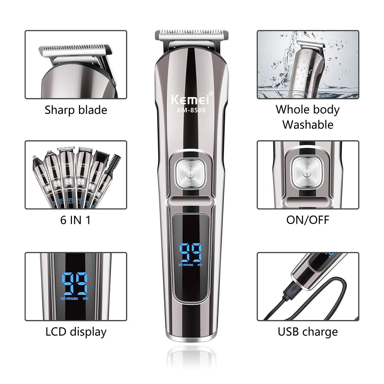 Kemei Professional Multifuncti - огляд і ціна Men'S Grooming Boxes